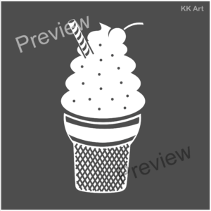 Ice Cream Vector Graphic Set (White on Black)
